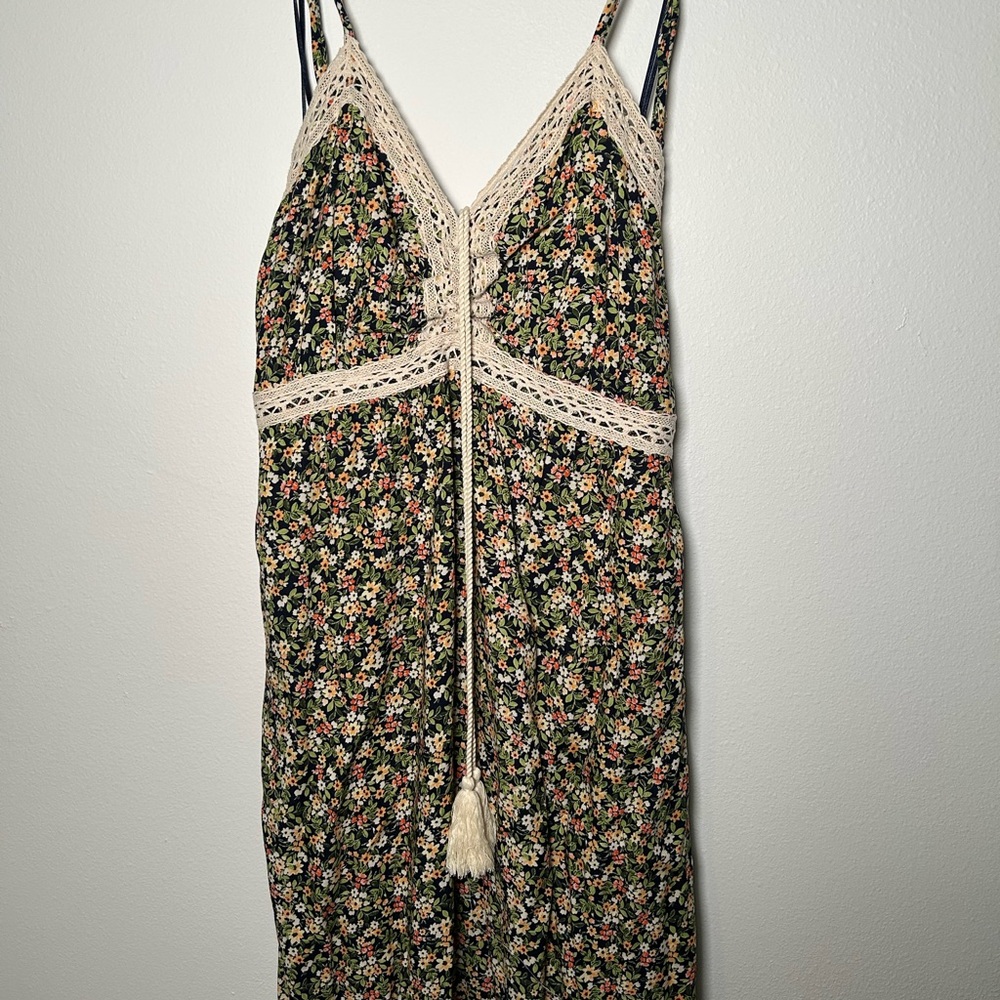 1. State Black Floral Dress with Lace Accents